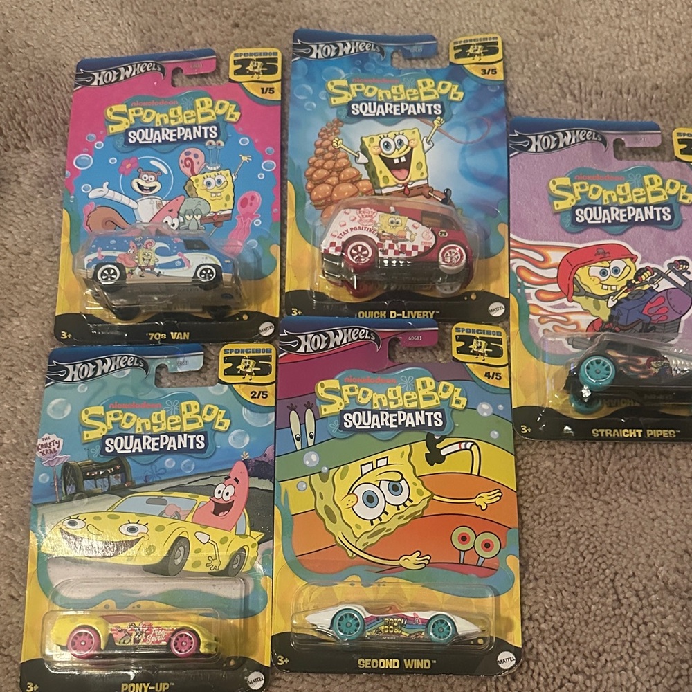 SpongeBob SquarePants Hot Wheels 25th anniversary Car Set 1-5